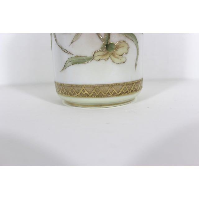 Ceramic Hand Painted Antique Nippon Porcelain Vase With Moriage Gold Decoration Japan Japanese Circa 1911 For Sale - Image 7 of 12