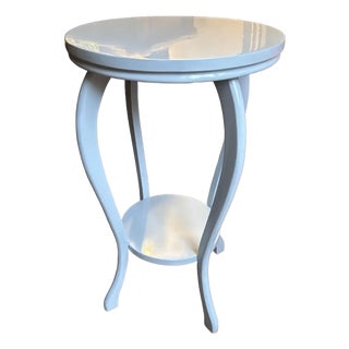 Two Tiered Side Table Lacquered in High Gloss Blue For Sale