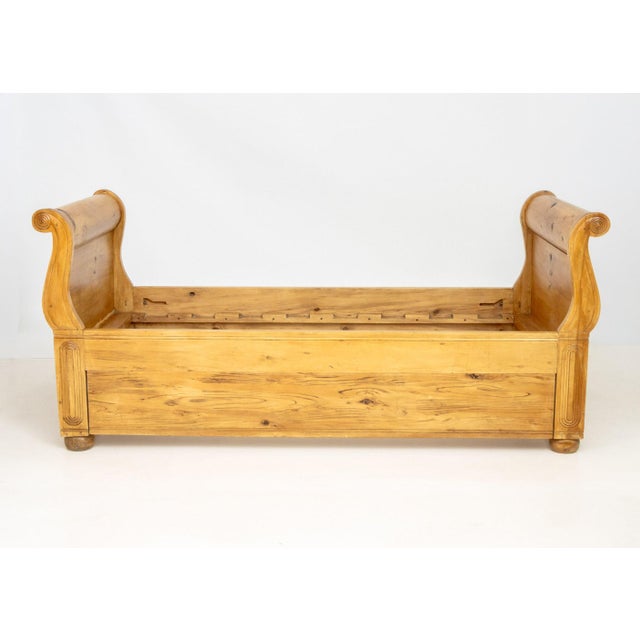 English Pine Sleigh Bed Frame For Sale - Image 9 of 10