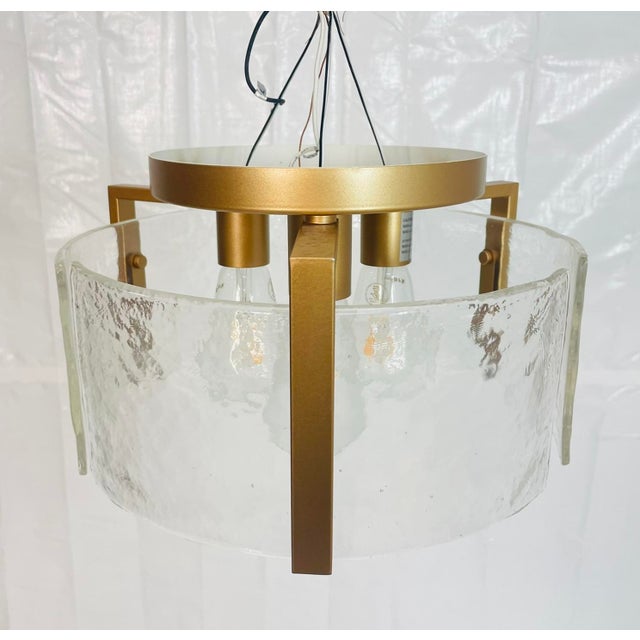 2020s Contemporary Semi Flush Mount Ceiling Light With Textured Curved Glass Shades For Sale - Image 5 of 15