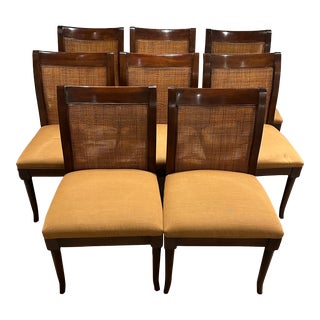Set of 8 Woven Back Baker Dining Chairs For Sale