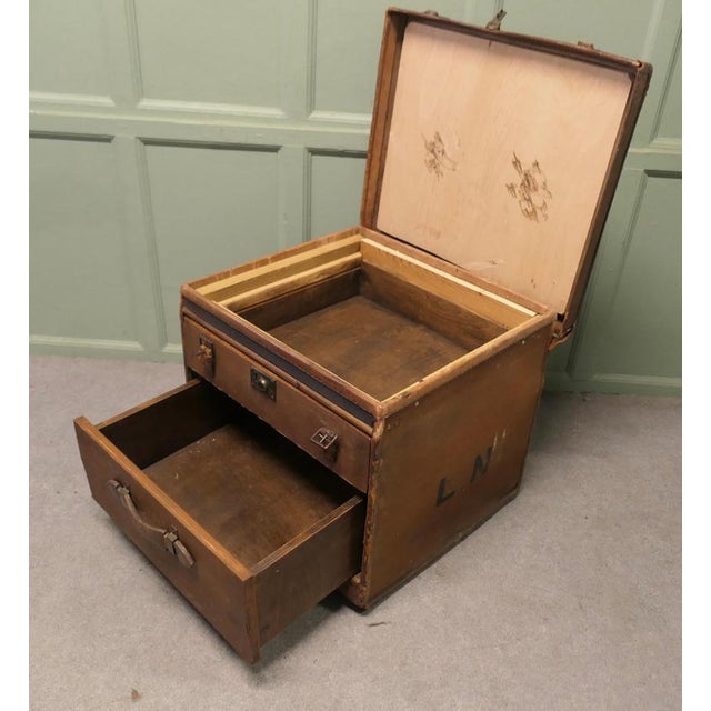 Antique Canvas Travel Trunk For Sale - Image 4 of 8
