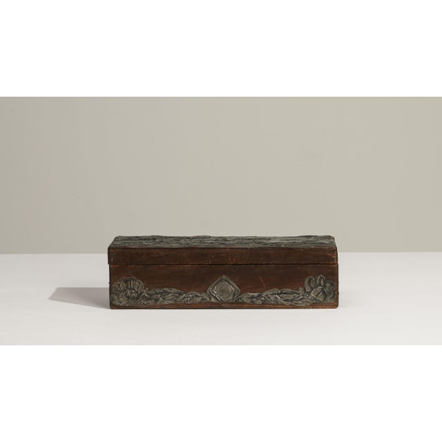 1900 - 1909 France Arts & Crafts Forest Green Pewter Box For Sale - Image 18 of 18