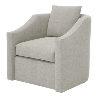 Tibor Wellington Gray Upholstered Wilson Swivel Chair From the Madeline Stuart Collection For Sale