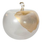 1960s Enormous Livio Seguso Murano Gold-Accented Large Apple Blown Glass Sculpture, Signed For Sale