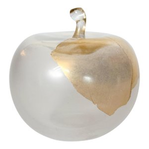 1960s Enormous Livio Seguso Murano Gold-Accented Large Apple Blown Glass Sculpture, Signed