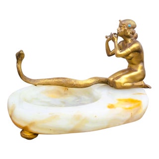 20th Century Art Deco Bronze & Onyx Snake Charmer in the style of Preiss, 1920s For Sale