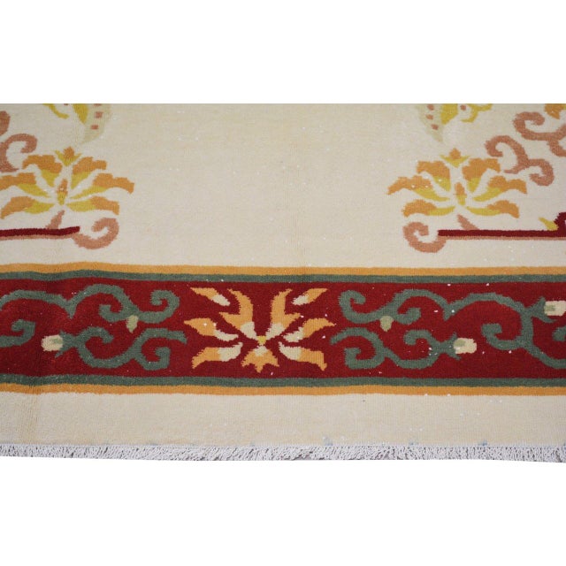 1950s Vintage Chinese Art Deco Knotted Wool Rug, 5'x6'10'' For Sale - Image 5 of 6