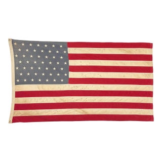 Vintage Faded Cotton Embroidered American Flag For Sale