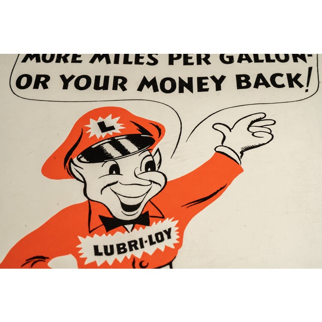 1950s Early Lubri-Loy Motor Oil Additive Advertising Sign For Sale - Image 4 of 6