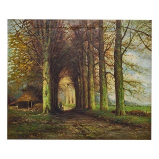 Belgian Artist, Alley of Light, Oil on Canvas For Sale