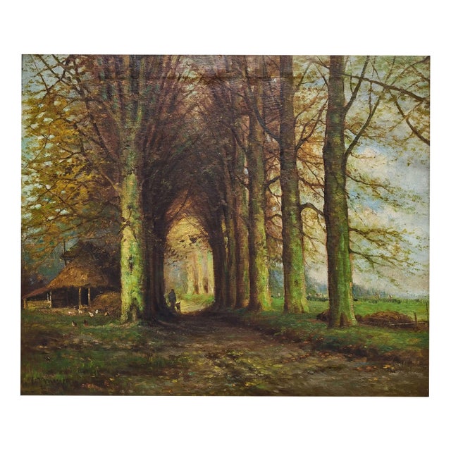Belgian Artist, Alley of Light, Oil on Canvas For Sale