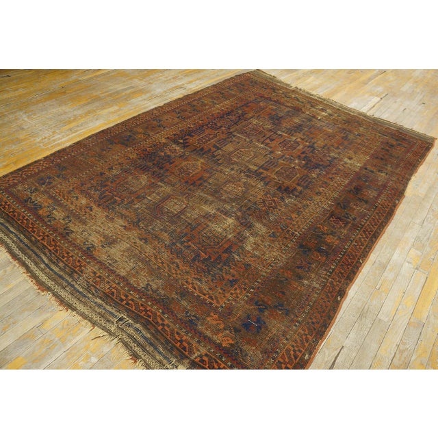 Tribal 1890s Blue Navy Rustic Antique Persian Baluch Rug 6' X 8'4" Handknotted Wool Carpet For Sale - Image 3 of 10