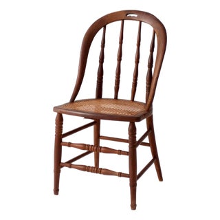 Antique Windsor Bow Back Chair With Cane Seat For Sale
