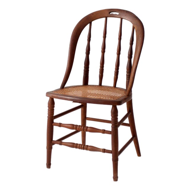 Antique Windsor Bow Back Chair With Cane Seat For Sale