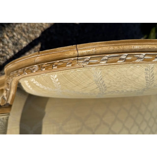 Louis XVI Bleached Wood Settee, Newly Reupholstered For Sale - Image 10 of 15