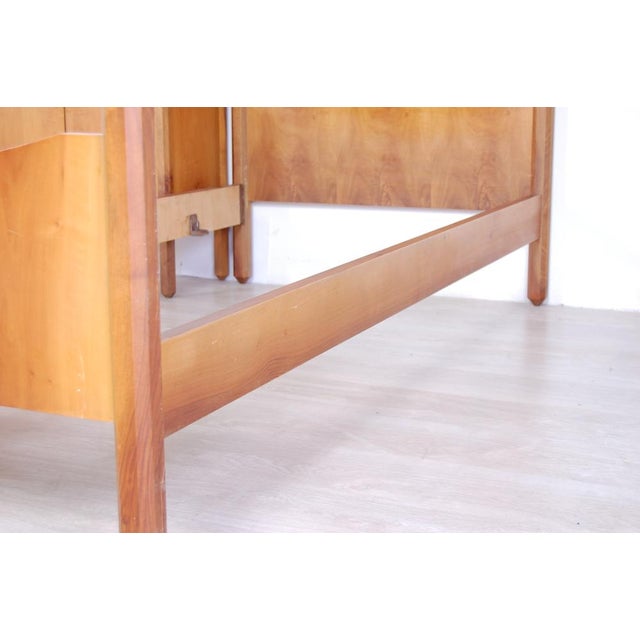 Wood Couple Single Beds with Bedside Table, Set of 3 For Sale - Image 7 of 18