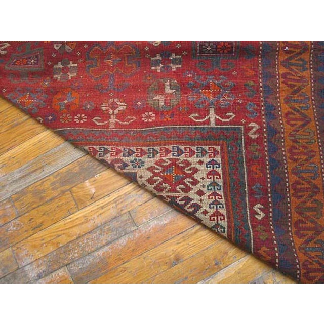 1890s Ivory Red Geometric Antique Caucasian Kazak Fachralo Prayer Rug 3'9" X 6' Handknotted Wool Carpet For Sale In New York - Image 6 of 6