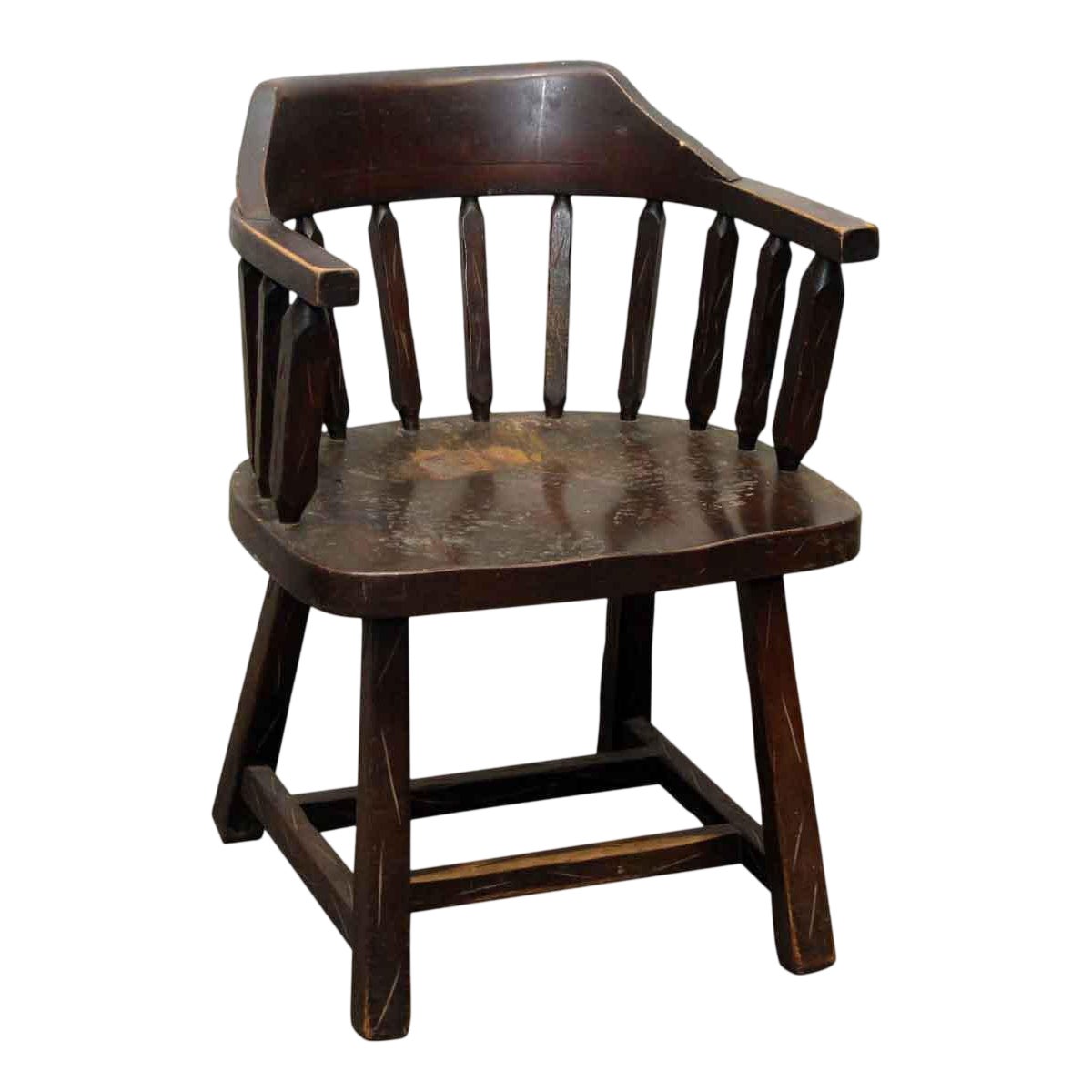Single Dark Wood Captains Chair Chairish