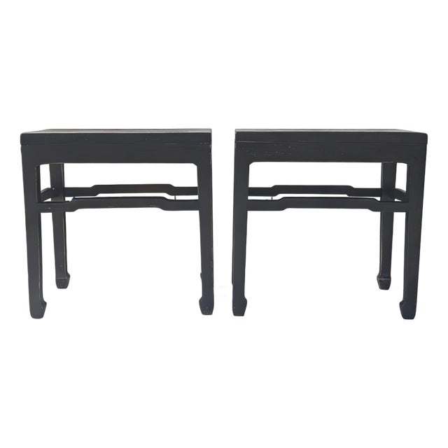 Pair of 19th Century Black Lacquered Side Tables For Sale