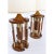 Pair Post Modern Gold Brass and Oak Wood Large Table Lamps For Sale - Image 4 of 10