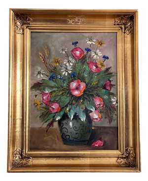 Still Life Composition, 1960s, Oil Painting on Canvas, Framed