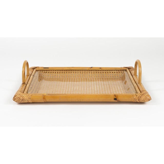 Mid-Century Modern Serving Tray in Bamboo and Rattan from Christian Dior, 1970s For Sale - Image 12 of 16