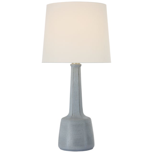 Traditional Chapman & Myers by Visual Comfort Signature Lerio 31" Table Lamp in Dusted Slate with Linen Shade For Sale - Image 3 of 3