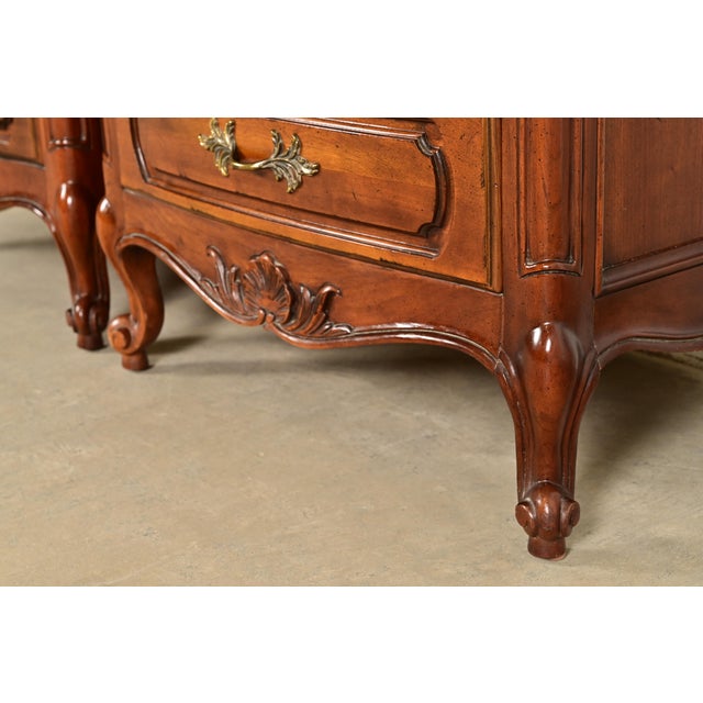 Century Furniture French Provincial Louis XV Carved Cherry Wood Nightstands, Pair For Sale - Image 10 of 14