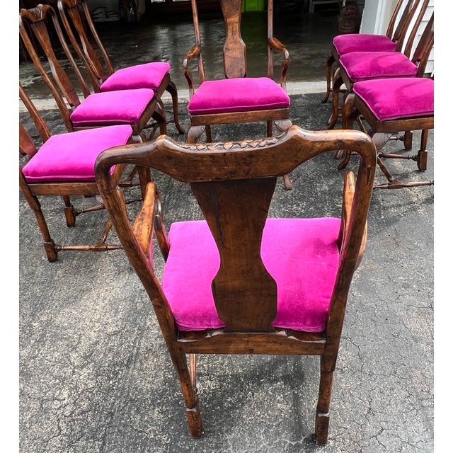 Guy Chaddock Almont Collection French Country Dining Chairs, Set of 8, Carved Wood With Custom Velvet Upholstery For Sale - Image 9 of 12