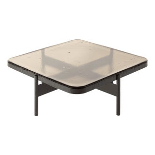 Alwa Square Two Super Big Side Table with Smoky Grey Top and Black Base by Sebastian Herkner for Pulpo For Sale
