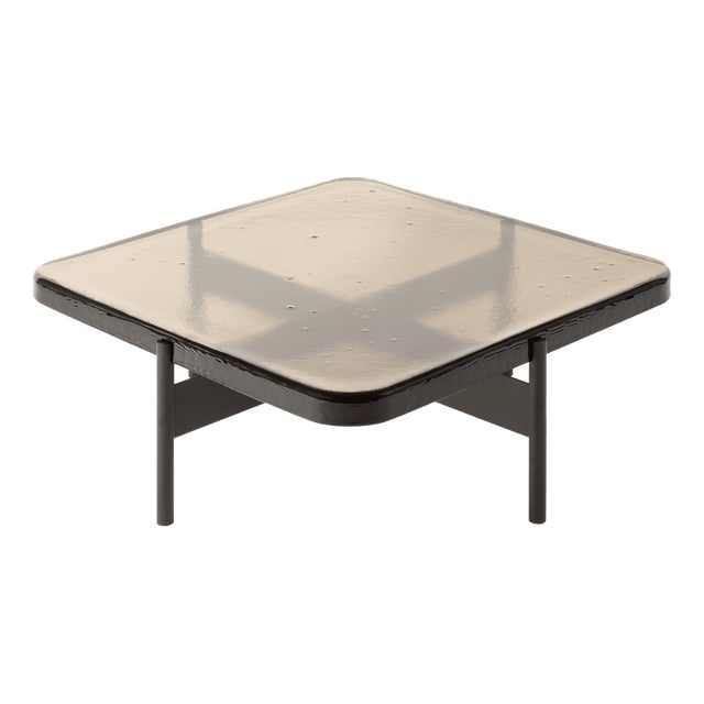 Alwa Square Two Super Big Side Table with Smoky Grey Top and Black Base by Sebastian Herkner for Pulpo For Sale