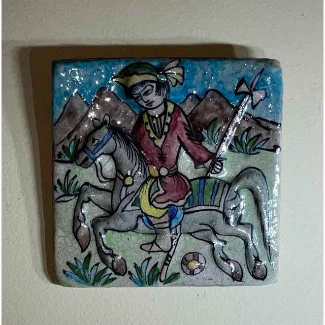 1960s Wall Hanging Hand Painted Persian Tile For Sale In Miami - Image 6 of 6