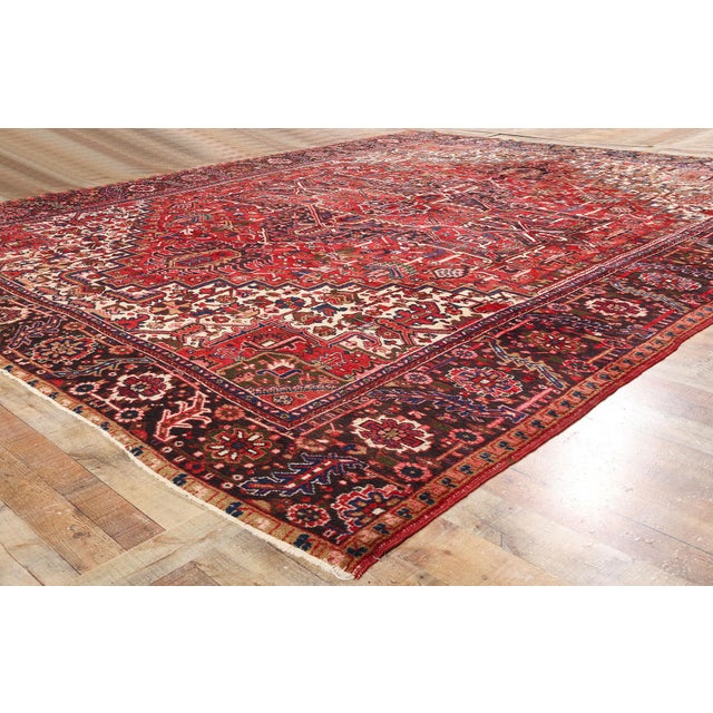 Textile Antique Persian Heriz Rug - 11'07 X 14'01 For Sale - Image 7 of 9