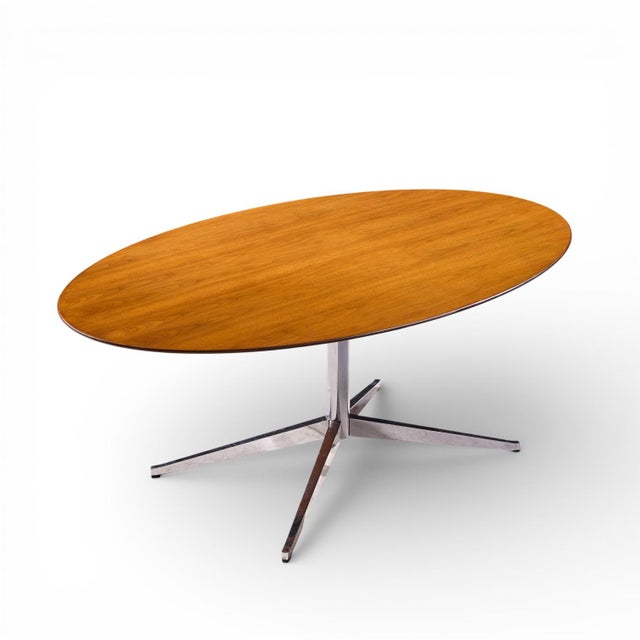 Florence Knoll Mid Century Walnut and Chrome Dining Table For Sale In Chicago - Image 6 of 7