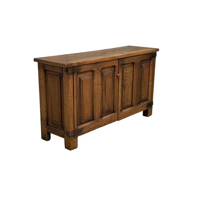 18th Century Rustic Gothic Low Walnut Sideboard For Sale - Image 4 of 5