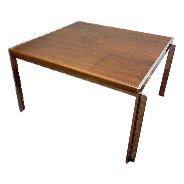 Mid-Century Modern Electa Stow Davis Walnut and Chrome Coffee Table For Sale