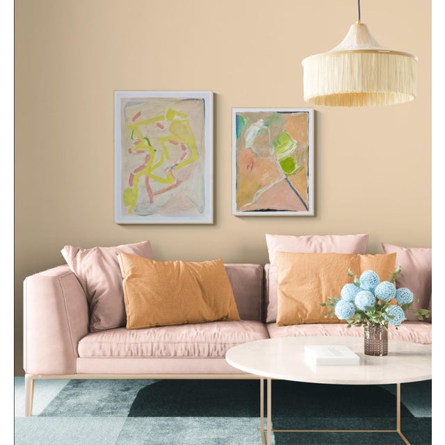 Contemporary Abstract Painting With Salmon and Yellow For Sale - Image 3 of 3