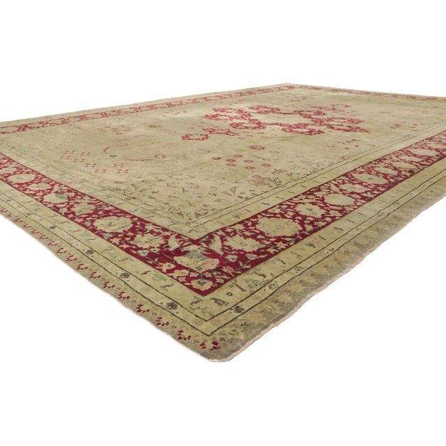 51847 Antique Turkish Sivas Rug 09'10 x 14'01. Emanating sophistication and nostalgic charm, this hand-knotted wool...