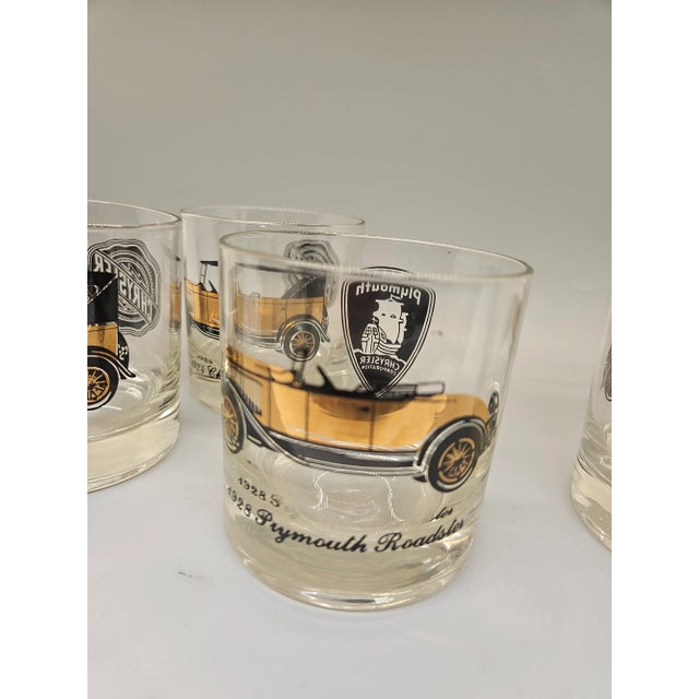 Art Deco Vtg Culver 22k Gold Pierce Arrow Model Cars Glasses Low Ball Set of 6, Mixed Set For Sale - Image 3 of 5