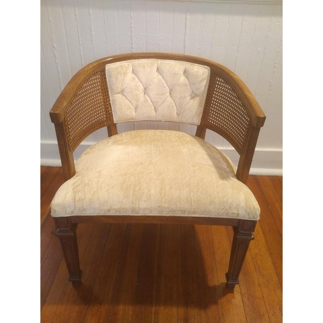 1950s MidCentury Modern White Caned/Cane Barrel Chair Chairish