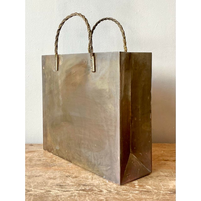 Vintage Boho Brass Shopping Bag After Gio Ponte For Sale In West Palm - Image 6 of 11