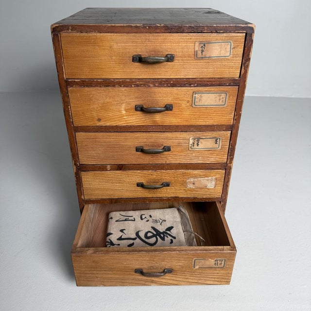 Japanese Archive Cabinet with 5 Drawers, 1930s For Sale - Image 9 of 15