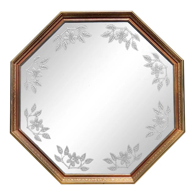Union City Mirror Co. Floral Etched Octagonal Wall Mirror For Sale - Image 13 of 13