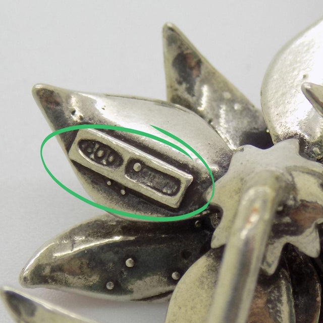 Metal Vintage Italian Handmade Genuine Silver Poinsettia Flower Christmas Decoration For Sale - Image 7 of 9