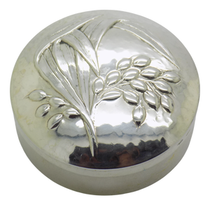 Vintage Italian Handmade Hammered Silver Box with Wheat of Corn Moti from Brandimarte, 1980s