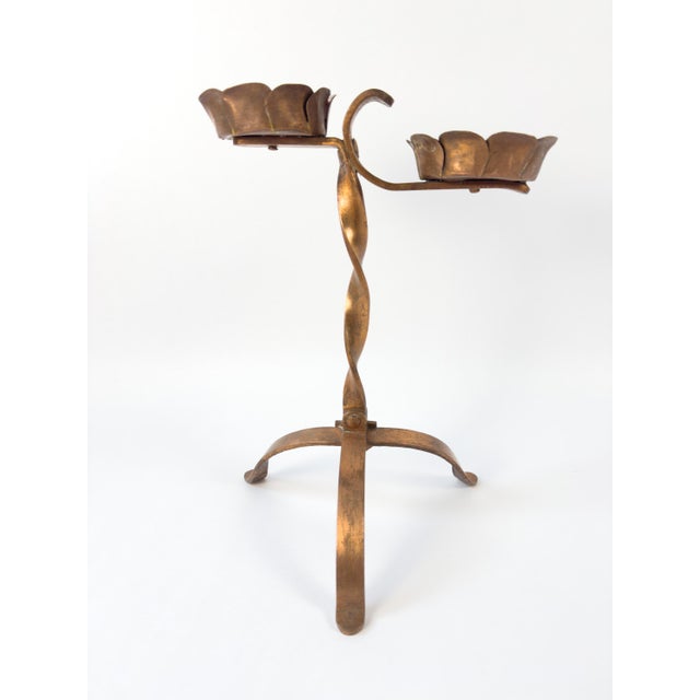 Antique Arts & Crafts Copper Double Pricket Candlestick, C. 1900–1930, Brutalist Style For Sale - Image 4 of 18