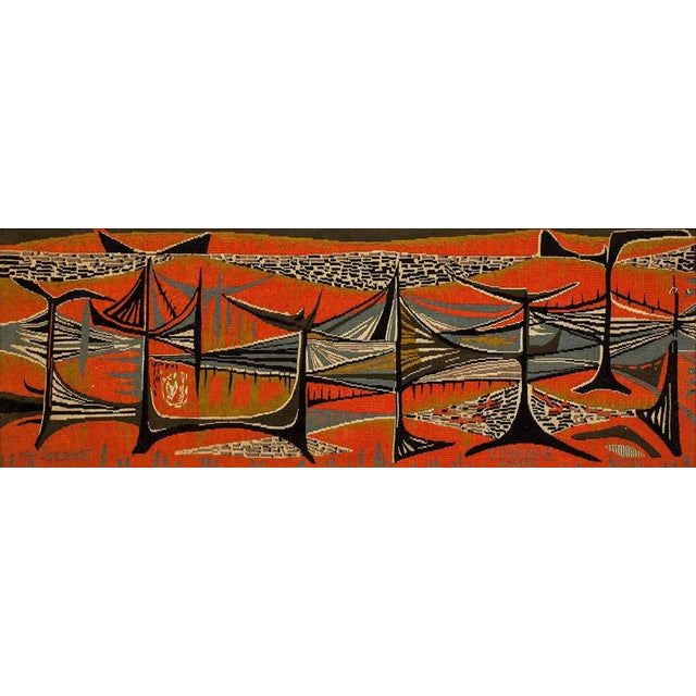 Late 20th Century Mary Dambiermont, Mid Century Modern Handmade Wool Belgian Art Aubusson Tapestry Mary Dambiermont, Circa Late 20th Century For Sale - Image 5 of 12