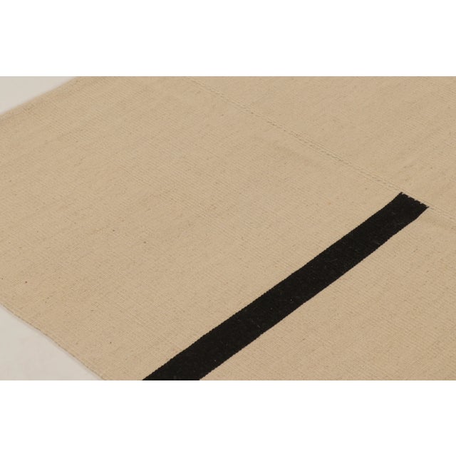 Traditional Rug & Kilim’s Contemporary Kilim With Geometric Design in Beige & Black For Sale - Image 3 of 9