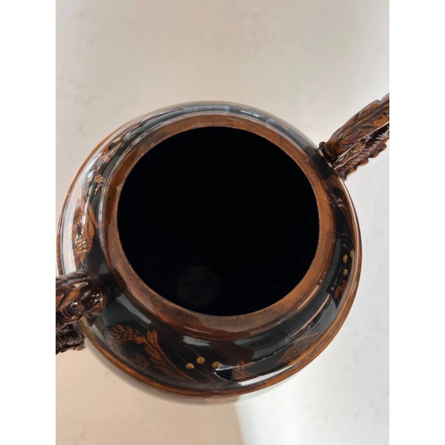 Black 1990s Elegant Timeless Black and Gold Ornate Traditional Grecian Urn, 17" Tall For Sale - Image 8 of 10